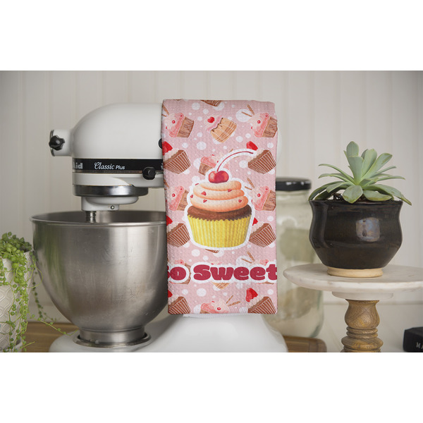 Sweet Cupcakes Waffle Weave Towel - Full Color Print - Lifestyle Image
