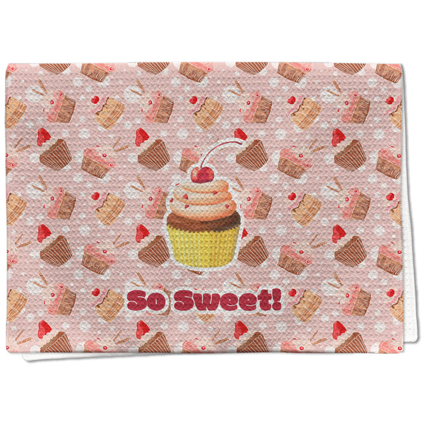 Custom Sweet Cupcakes Kitchen Towel - Waffle Weave - Full Color Print (Personalized)