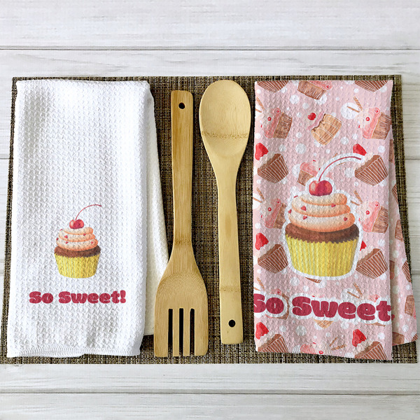 Sweet Cupcakes Waffle Weave Towels - 2 Print Styles