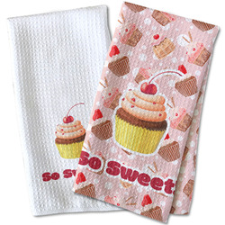 Sweet Cupcakes Kitchen Towel - Waffle Weave (Personalized)