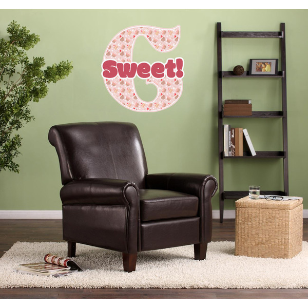 Sweet Cupcakes Wall Name & Initial Large on Living Room Wall
