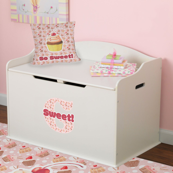 Sweet Cupcakes Wall Name & Initial Small on Toy Chest