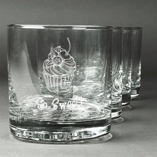 Custom Sweet Cupcakes Whiskey Glasses (Set of 4) (Personalized)