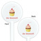 Sweet Cupcakes White Plastic 5.5" Stir Stick - Double Sided - Round - Front & Back