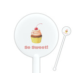 Sweet Cupcakes 5.5" Round Plastic Stir Sticks - White - Double Sided (Personalized)