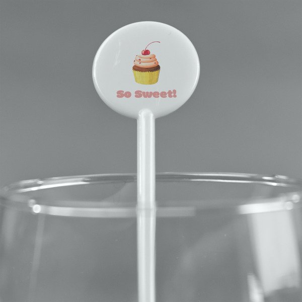 Sweet Cupcakes White Plastic 5.5" Stir Stick - Round - Main
