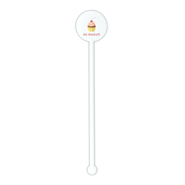 Sweet Cupcakes White Plastic 5.5" Stir Stick - Round - Single Stick