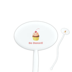Sweet Cupcakes 7" Oval Plastic Stir Sticks - White - Double Sided (Personalized)