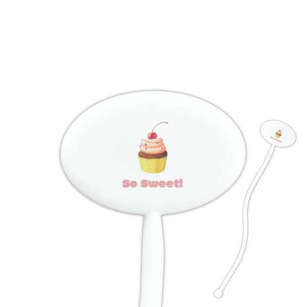 Custom Sweet Cupcakes Oval Plastic Stir Sticks