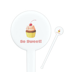 Sweet Cupcakes 7" Round Plastic Stir Sticks - White - Double Sided (Personalized)
