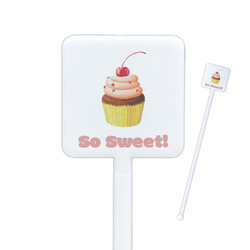 Sweet Cupcakes Square Plastic Stir Sticks (Personalized)