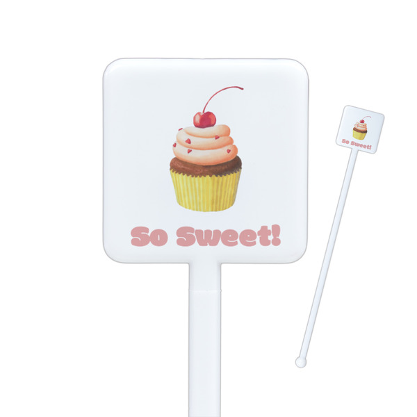 Custom Sweet Cupcakes Square Plastic Stir Sticks (Personalized)