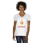 Sweet Cupcakes Women's V-Neck T-Shirt - White - 3XL (Personalized)