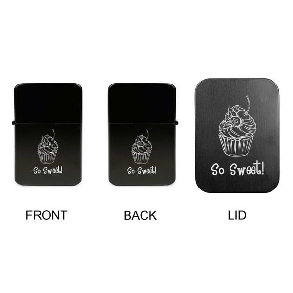 Sweet Cupcakes Windproof Lighters - Black, Double Sided, w Lid - APPROVAL