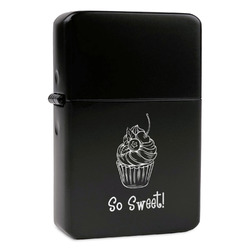 Sweet Cupcakes Windproof Lighter - Black - Double Sided & Lid Engraved (Personalized)