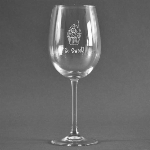 Custom Sweet Cupcakes Wine Glass - Engraved (Personalized)