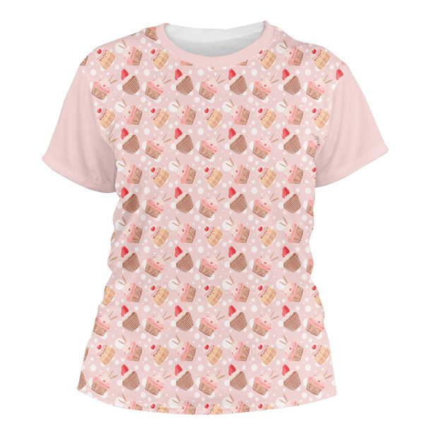 Custom Sweet Cupcakes Women's Crew T-Shirt - 2X Large