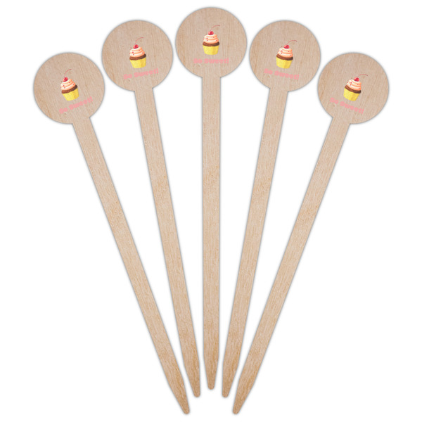 Sweet Cupcakes Wooden 6" Food Pick - Round - Fan View