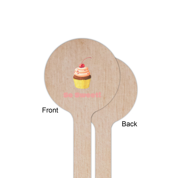 Sweet Cupcakes Wooden 6" Stir Stick - Round - Single Sided - Front & Back