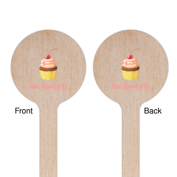 Sweet Cupcakes Wooden 7.5" Stir Stick - Round - Double Sided - Front & Back