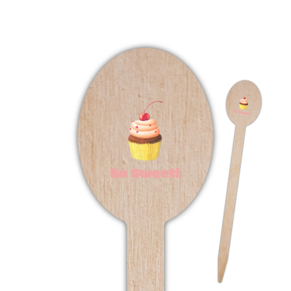 Custom Sweet Cupcakes Oval Wooden Food Picks - Double Sided (Personalized)