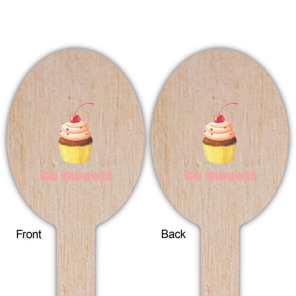Sweet Cupcakes Wooden Food Pick - Oval - Double Sided - Front & Back