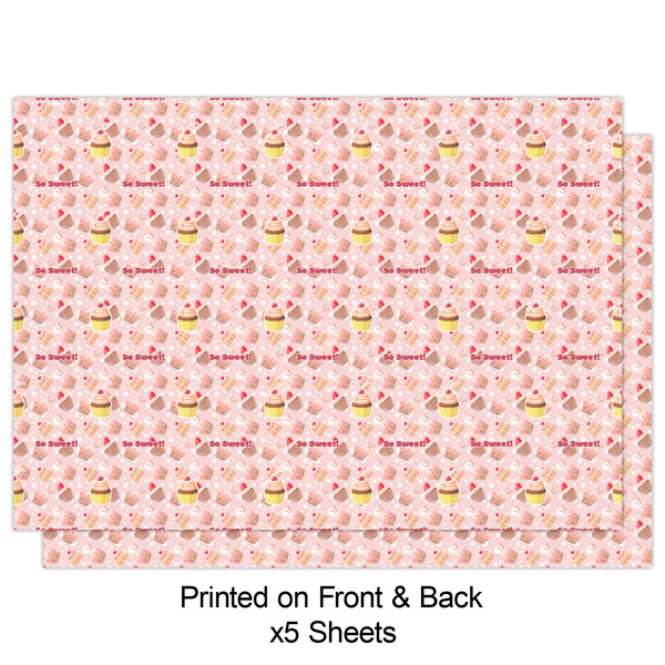 Sweet Cupcakes Wrapping Paper Sheet - Double Sided - Front
