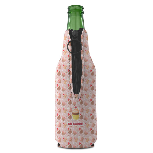 Sweet Cupcakes Zipper Bottle Cooler - BACK (bottle)