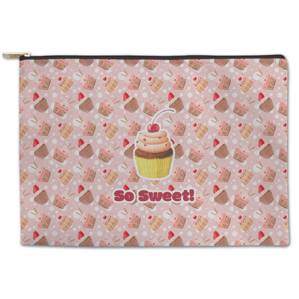 Custom Sweet Cupcakes Zipper Pouch - Large - 12.5"x8.5" w/ Name or Text