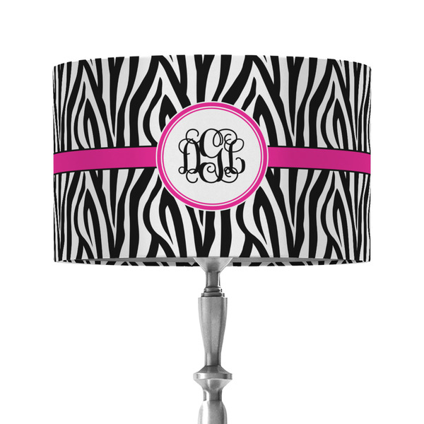 Zebra Print 12" Drum Lampshade - ON STAND (Fabric)