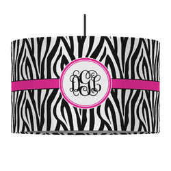 Zebra Print 12" Drum Pendant Lamp - Fabric (Personalized)