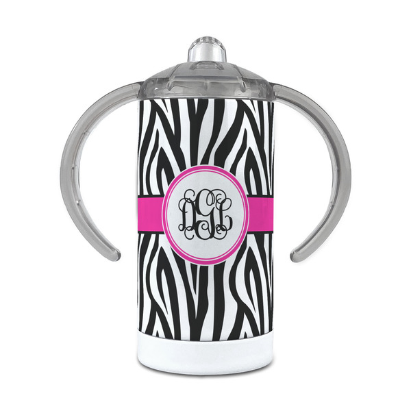 Custom Zebra Print 12 oz Stainless Steel Sippy Cup (Personalized)