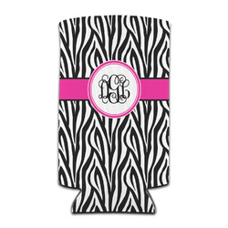 Zebra Print Can Cooler (tall 12 oz) (Personalized)