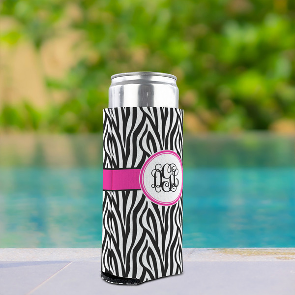 Zebra Print Can Cooler - Tall 12oz - In Context