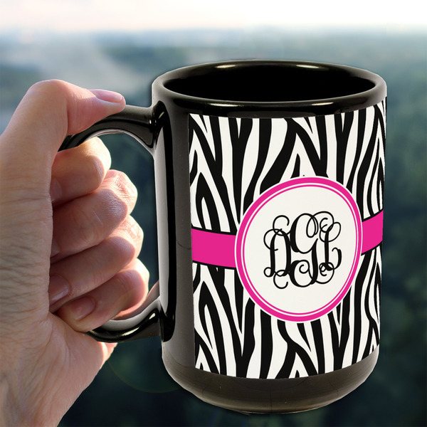 Zebra Print 15oz. Black Mug - LIFESTYLE