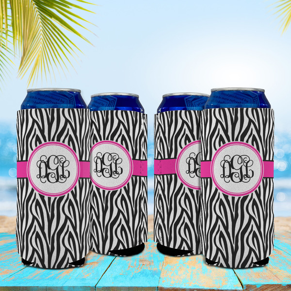 Zebra Print 16oz Can Sleeve - Set of 4 - LIFESTYLE