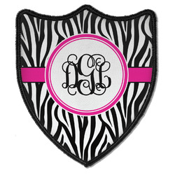 Zebra Print Iron On Shield Patch B w/ Monogram