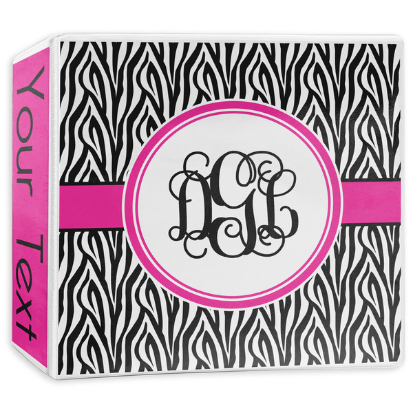 Custom Zebra Print 3-Ring Binder - 3 inch (Personalized)