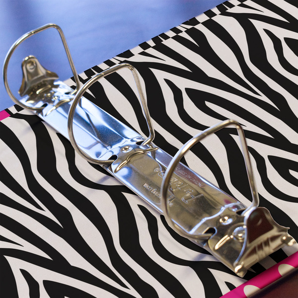 Zebra Print 3 Ring Binders - Full Wrap - 2" - DETAIL