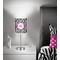 Zebra Print 7 inch drum lamp shade - in room