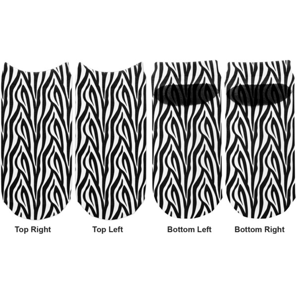 Zebra Print Adult Ankle Socks - Double Pair - Front and Back - Apvl