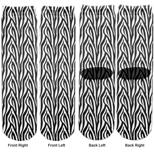 Zebra Print Adult Crew Socks - Double Pair - Front and Back - Apvl