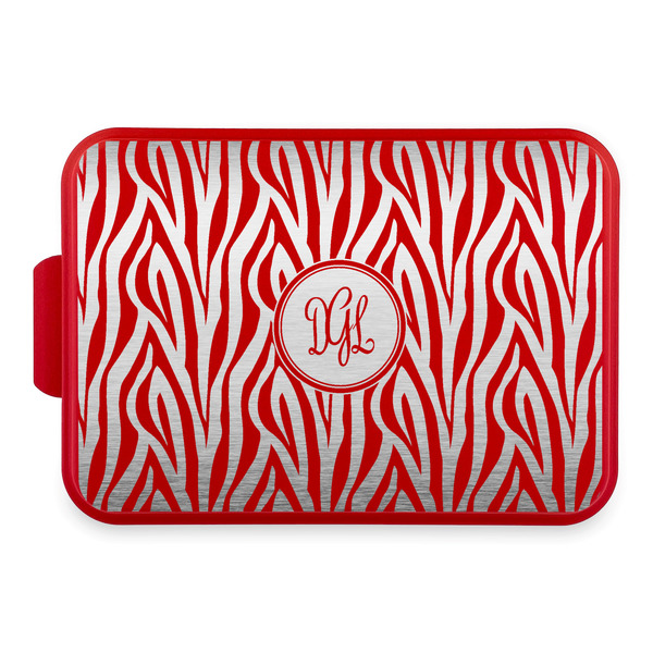 Custom Zebra Print Aluminum Baking Pan with Red Lid (Personalized)