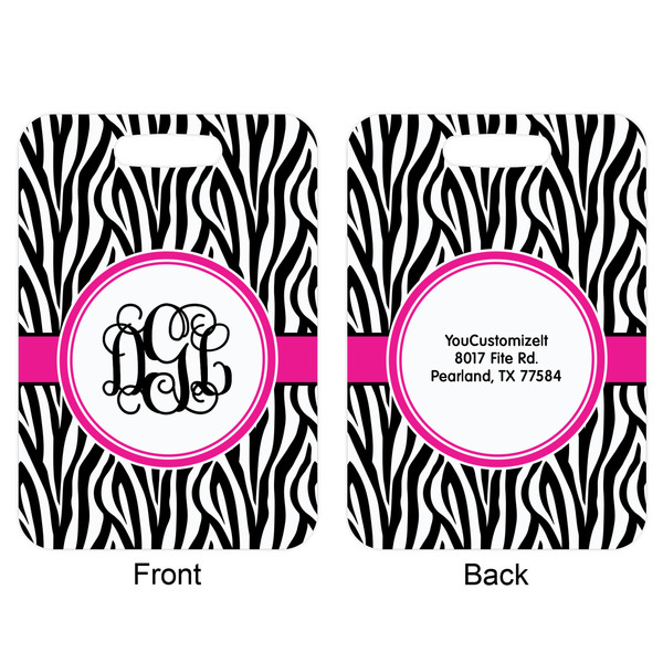 Zebra Print Aluminum Luggage Tag (Front + Back)
