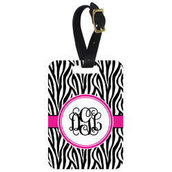 Zebra Print Metal Luggage Tag w/ Monogram