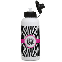 Zebra Print Water Bottles - Aluminum - 20 oz - White (Personalized)