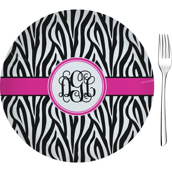 Custom Zebra Print 8" Glass Appetizer / Dessert Plates - Single or Set (Personalized)