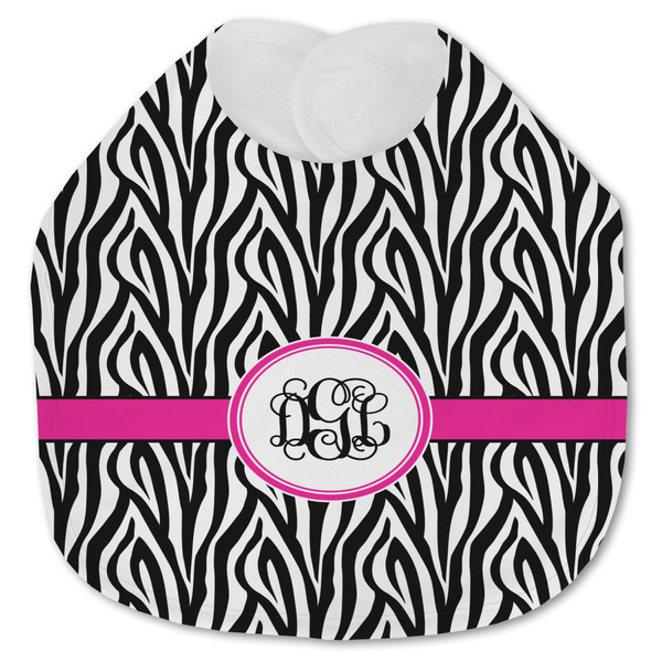 Custom Zebra Print Jersey Knit Baby Bib w/ Monogram