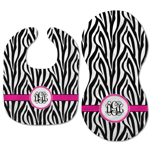Zebra Print Baby Bib & Burp Set - Approval (new bib & burp)