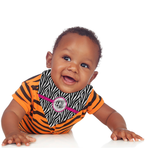 Zebra Print Bandana Bib - (Lifestyle 1 boy)